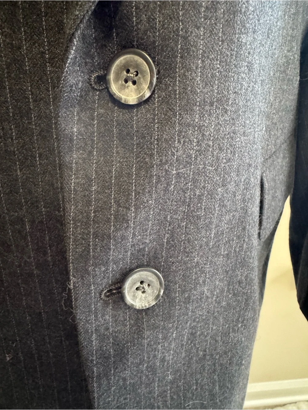Vintage Givenchy Gentleman for Chequers Pure Wool Charcoal Pinstripe Blazer